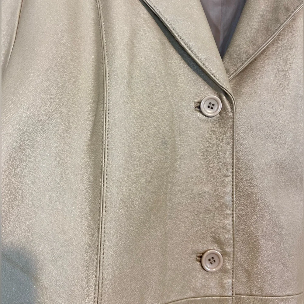 Jessica Holbrook Leather Jacket Tan | Size L | Classic Minimal
